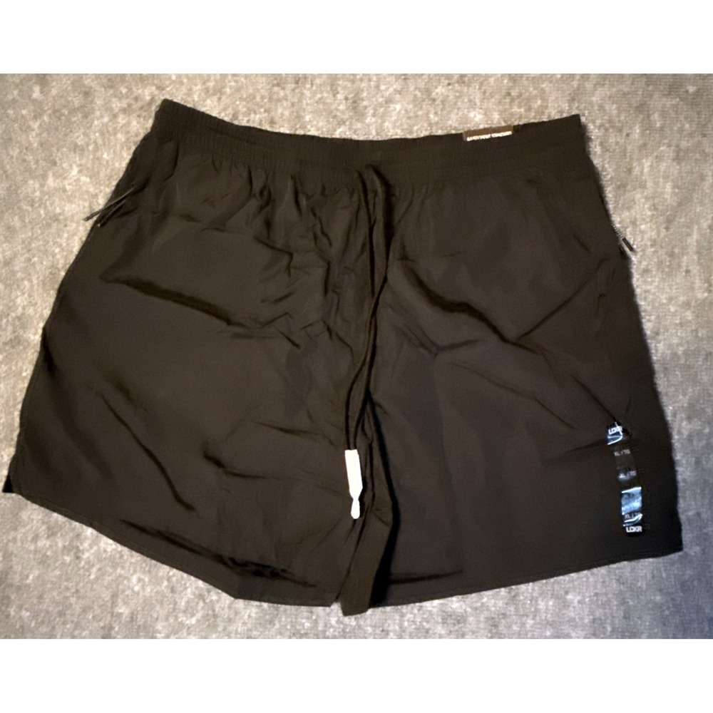 LCKR Mens XL Standard Fit Athletic Shorts Black Zipper Pockets NWT